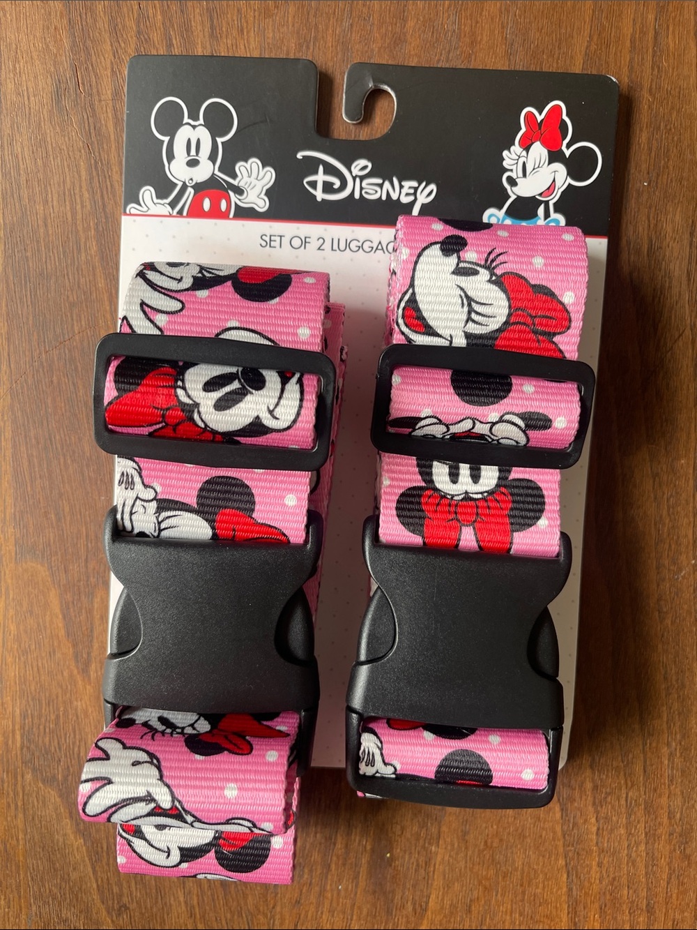 Disney Pink Minnie Mouse Luggage Straps - Set of 2
